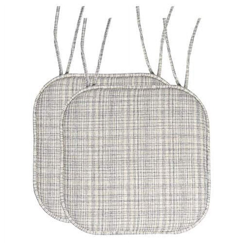 Memory Foam Non-Slip Chair Cushion Pad with Ties - 2 Pack, Silver/Cream