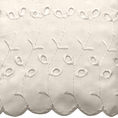 Ivory Ruffled Eyelet Bed Sham Set with Bed Skirt - Shabby Chic Bedding