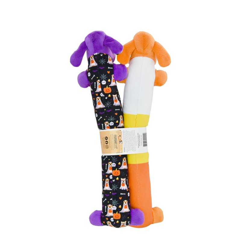 Halloween Dog Toys 12-Inch Smiling Dog 2-Pack - Plush Squeaky Dog Toys for Seasonal Fun - Variation 2