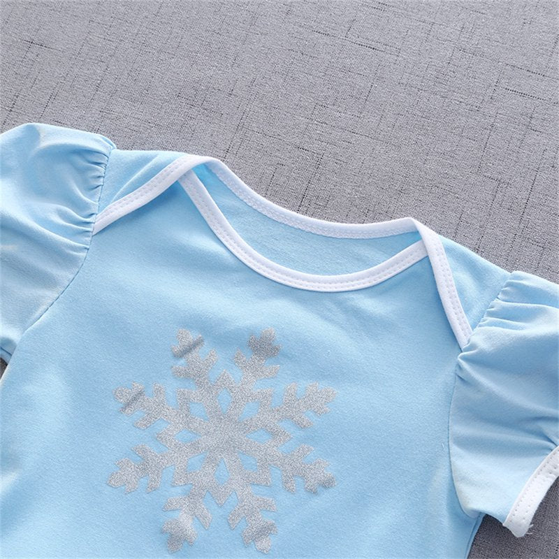 Snowflake Princess Baby Girl Dress Up Romper Tutu Dress with Headband - 9-12 Months