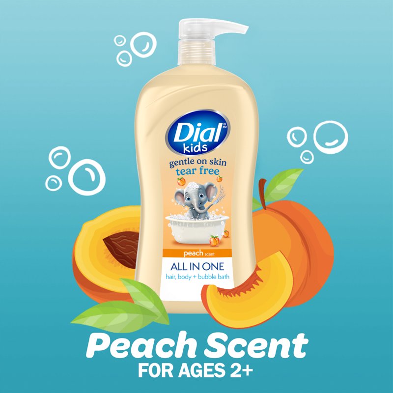 Kids 3-in-1 Body Wash, Hair Wash & Bubble Bath - Peach, 32 oz