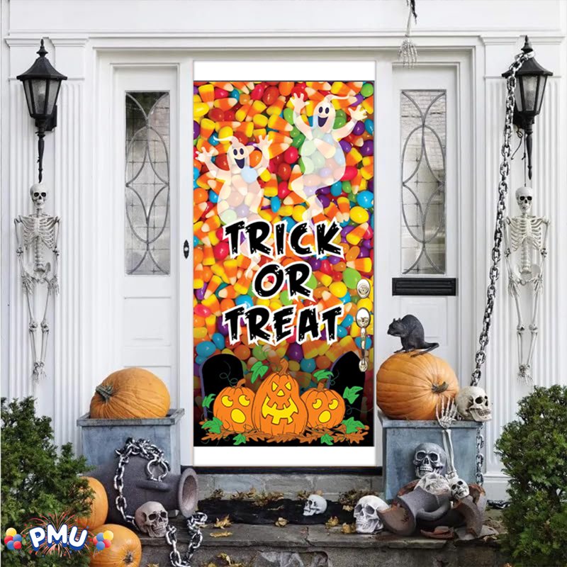 PMU Halloween Trick or Treat Land Door Cover - Spooky Halloween Decor, 1 Pack