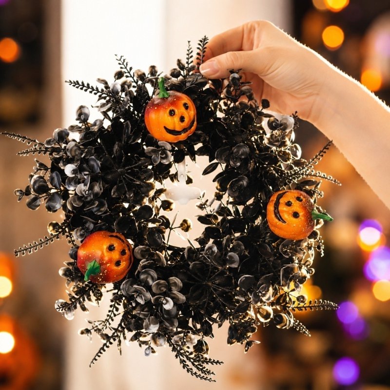 Halloween Door Wreath N-9 - Front Door & Holiday Wall Decor - Fall & Party Season