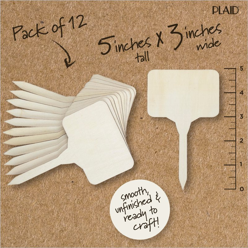 Plaid Decorative Wood Garden Stakes - Set of 12 Customizable Plant Pokes