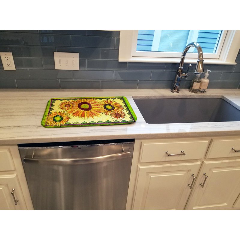 Sunflower Dish Drying Mat - Water-Absorbent Kitchen Accessory