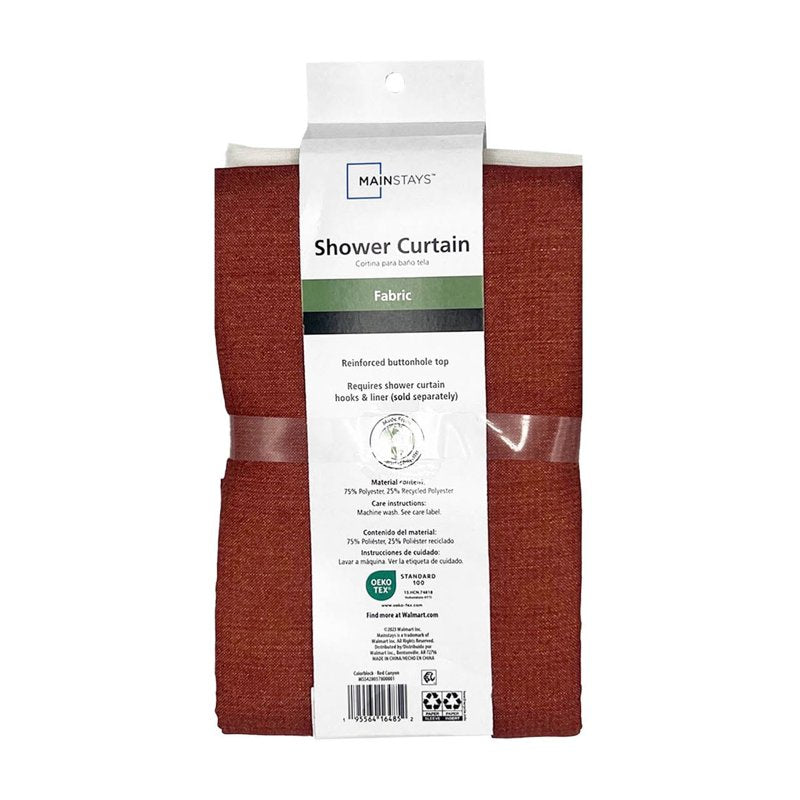Shower Curtain - Red and Ivory Colorblock Polyester, 72 x 70 Inches - Curtain