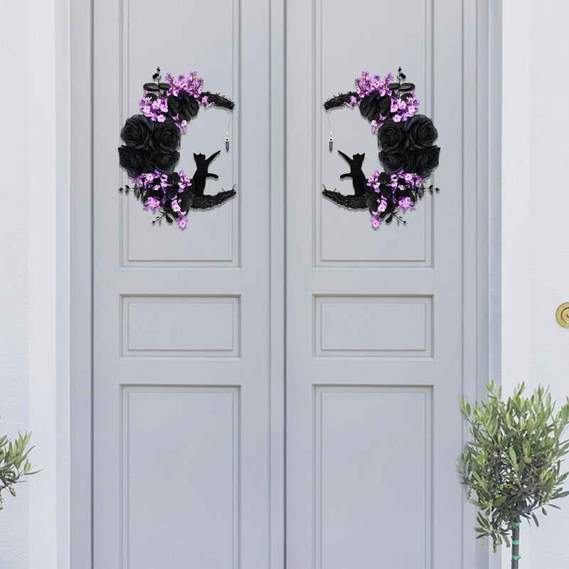 Halloween Witch Wreath for Front Door - Festive Fall Decor, Durable & Easy to Hang