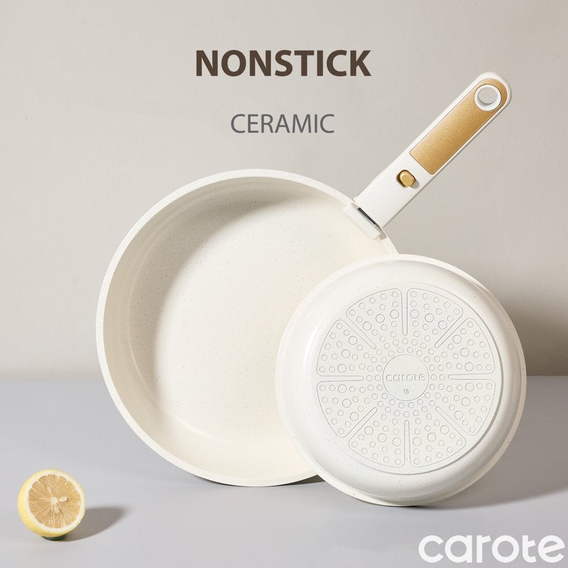 21-Piece Ceramic Non-Stick Cookware Set - Granite White