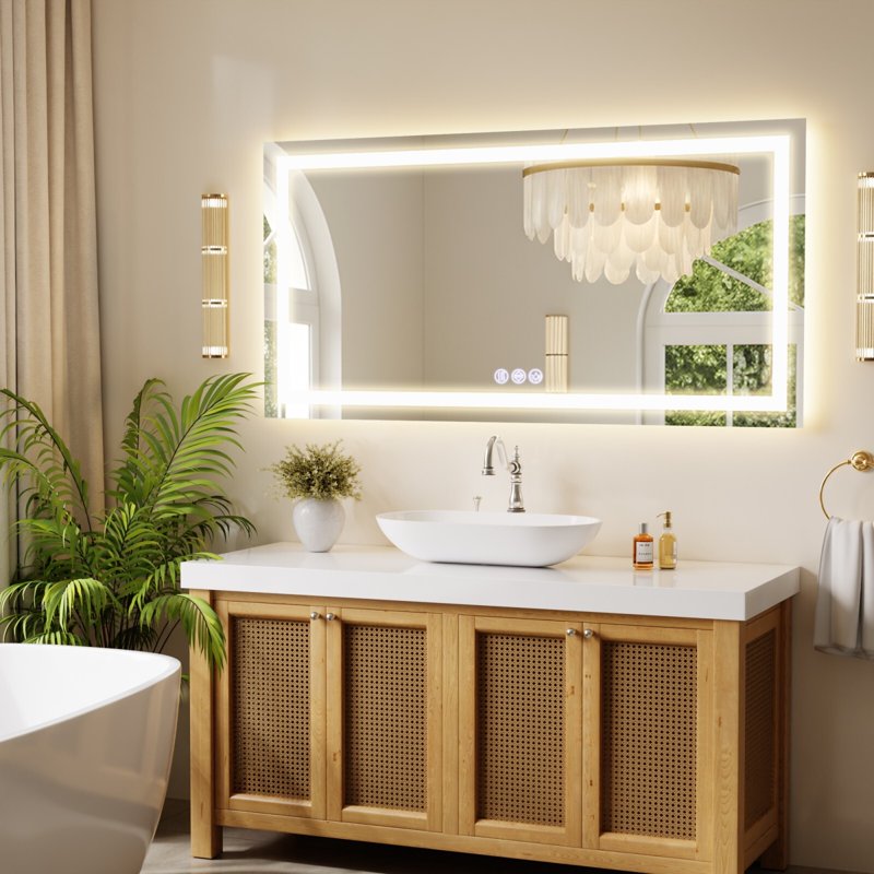 AUROMIR 30x60 Inch LED Bathroom Vanity Mirror with Dimmable 3 Color Modes