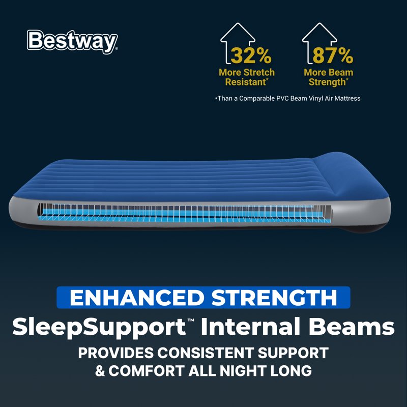 Queen Air Mattress with Built-In AC Pump - SleepSupport 12''