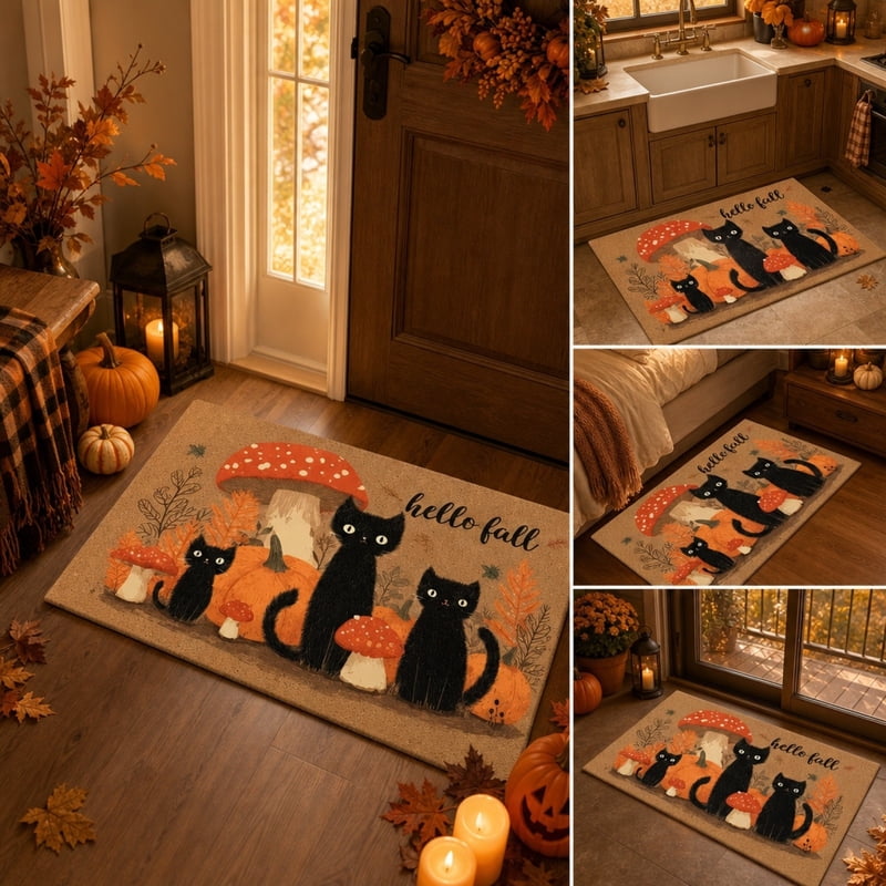 Halloween Doormat W - 15.8x23.6 Inch Non-Slip Absorbent Front Door Mat