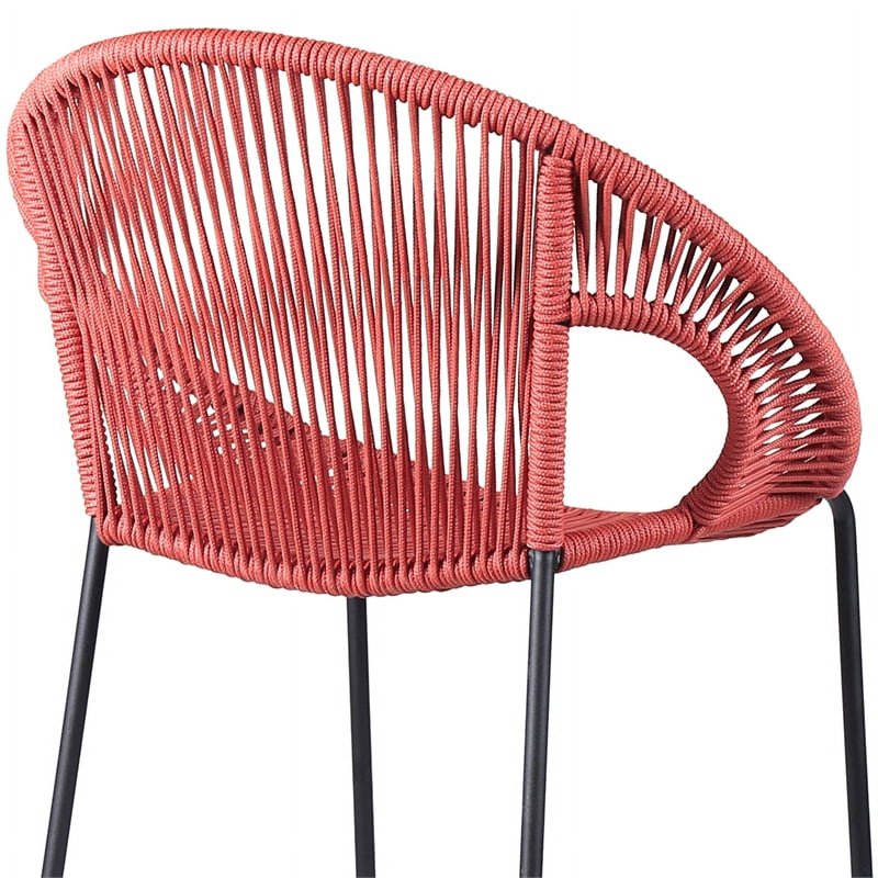 30" Bar Height Steel Bar Stool with Brick Red Rope - Acapulco