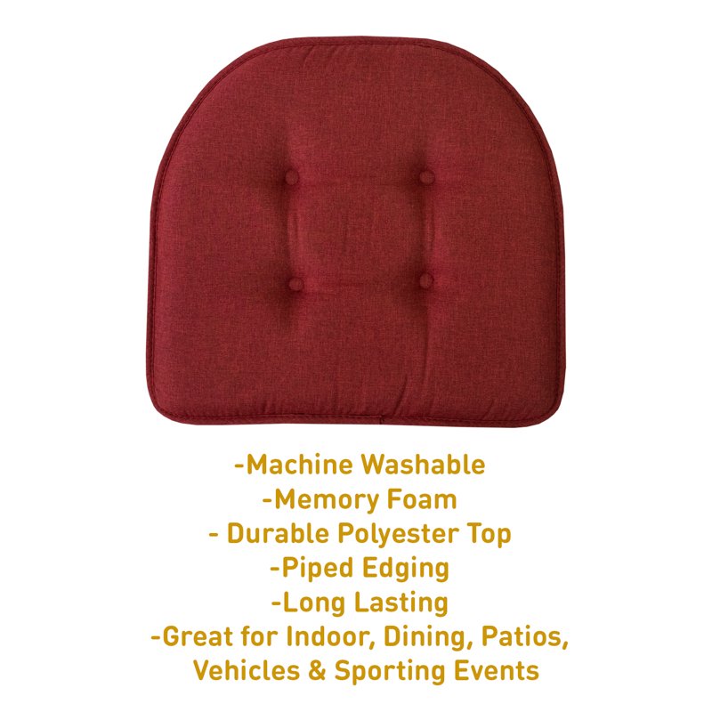 U-Shaped Memory Foam Chair Pad Cushion 4-Pack - Wine
