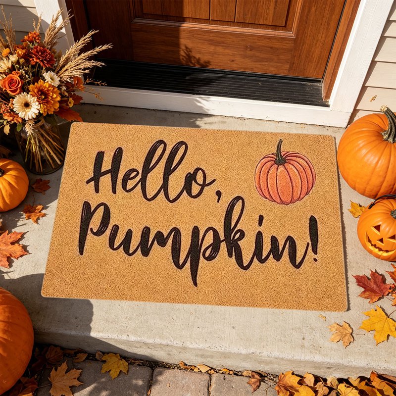 Halloween Door Mat 24x16 Inch Pumpkin Doormat Non Slip Entryway Rug - Pumpkin-E