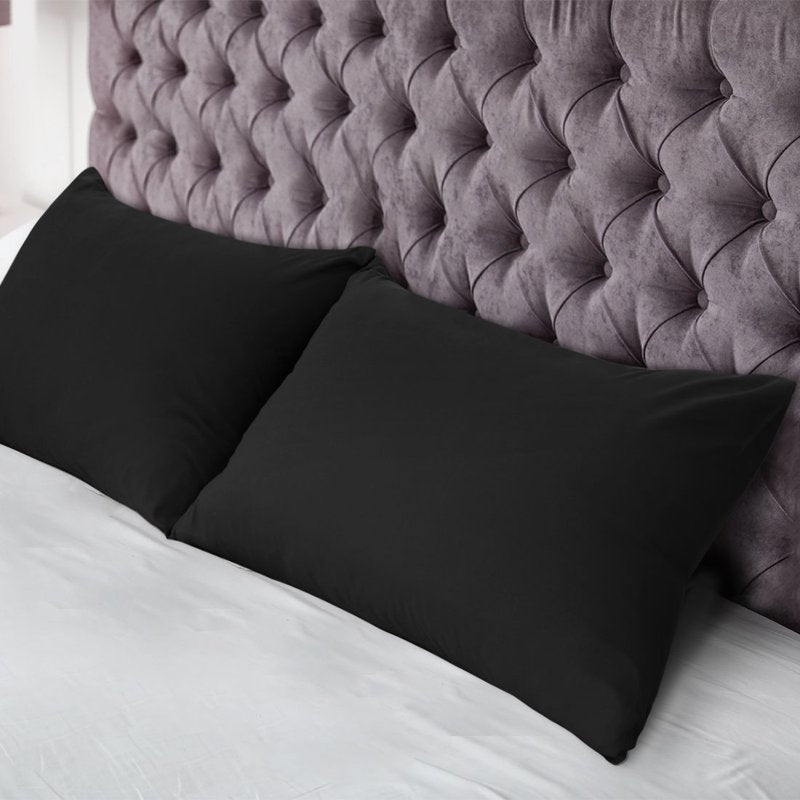 Microfiber Pillowcases 2-Pack - Standard Size, Black, Breathable & Soft