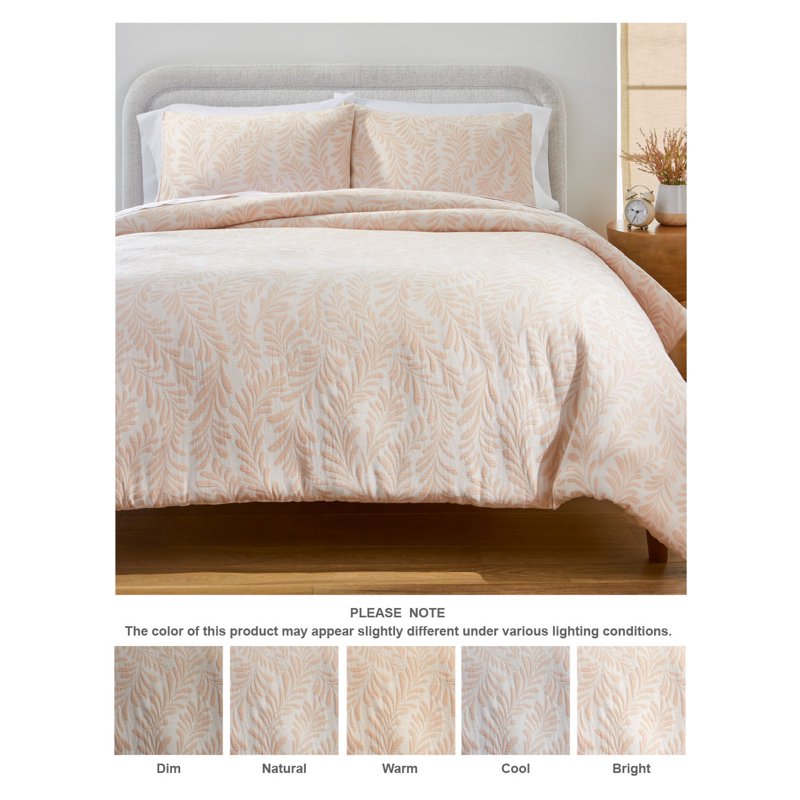 King Botanical Comforter Set with Shams - Blush 3-Piece Bedding