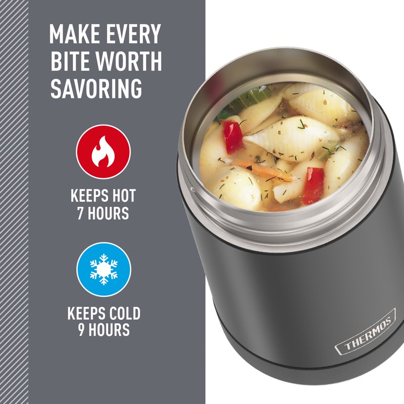 16oz Vacuum Insulated Food Jar with Spoon - Black