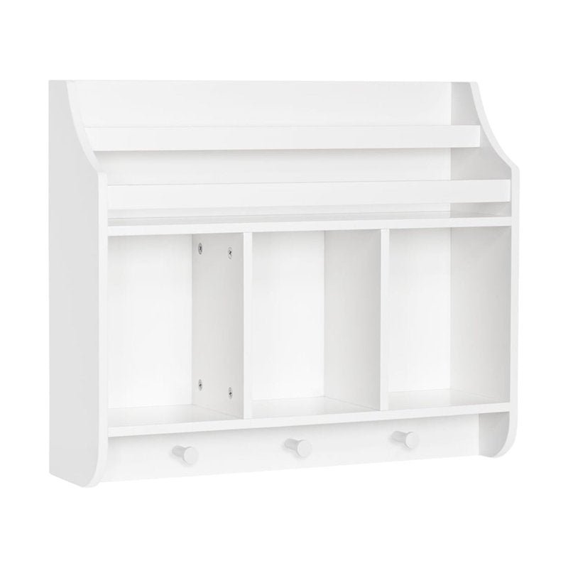 Wall Mounted Kids Bookshelf & Toy Storage Organizer - White