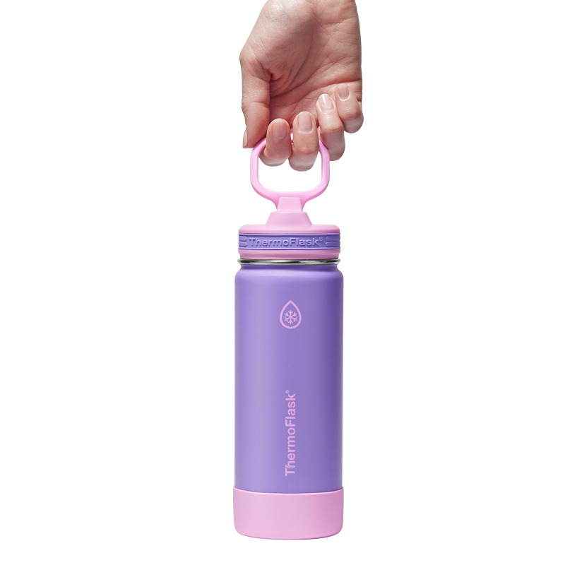 Kids Insulated Water Bottle - 18 oz Stainless Steel, Leakproof Straw Lid, Berry Twist