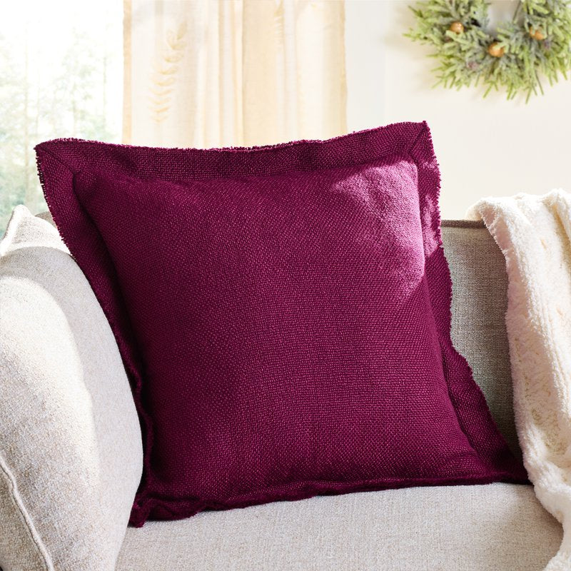 Merlot Decorative Throw Pillow - 20x20 Inch Reversible Polyester Cushion with Flange Edge