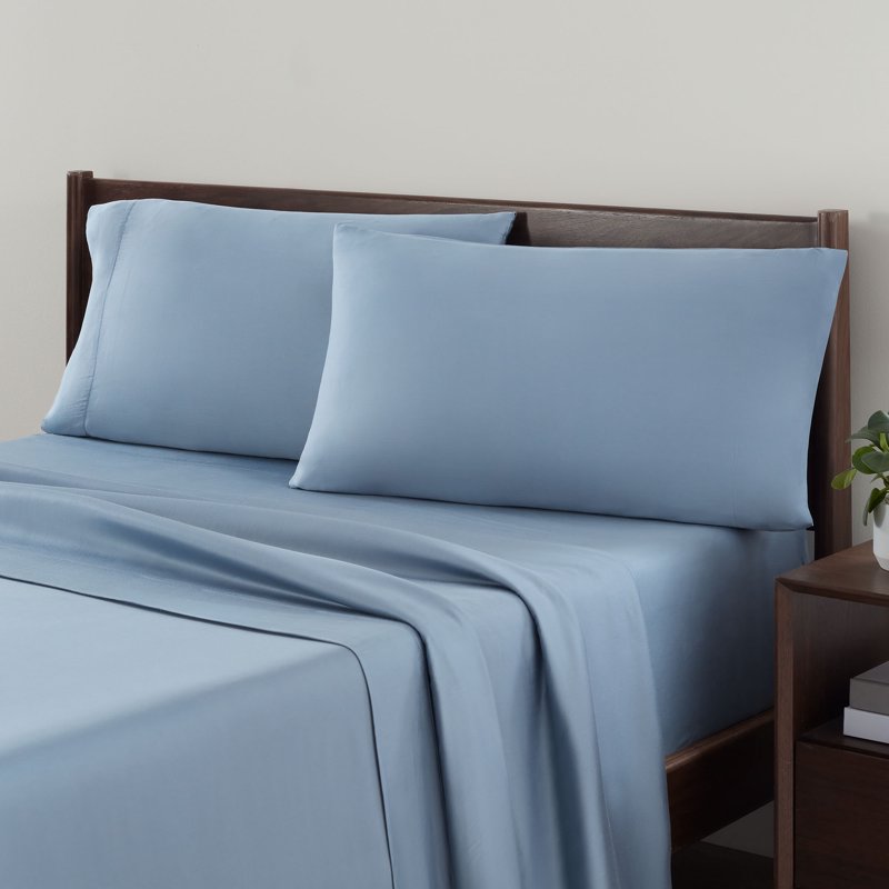 Allswell Silky Blue Illusion Rayon Bamboo Full Bed Sheet Set - 4 Pieces