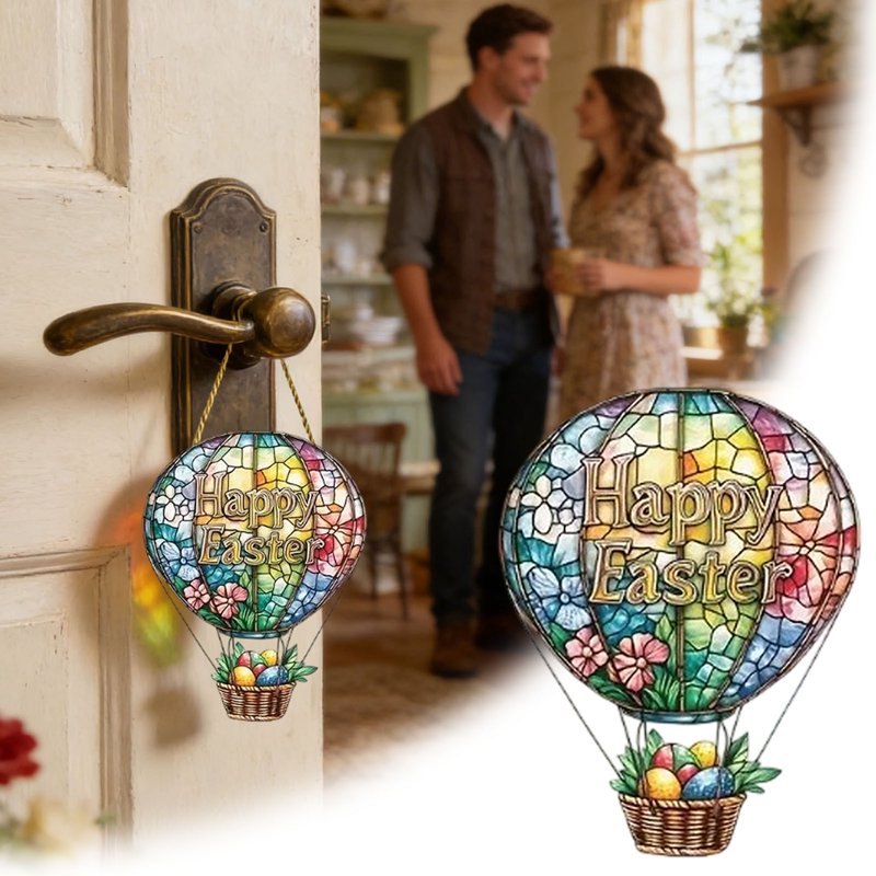 Hot Air Balloon Acrylic Ornament - Window Hanging Decor for Garden & Home - Variation 033