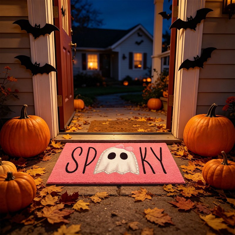 Halloween Ghost Doormat Y - Soft Imitation Pashm Floor Rug for Entryway & Indoor Use