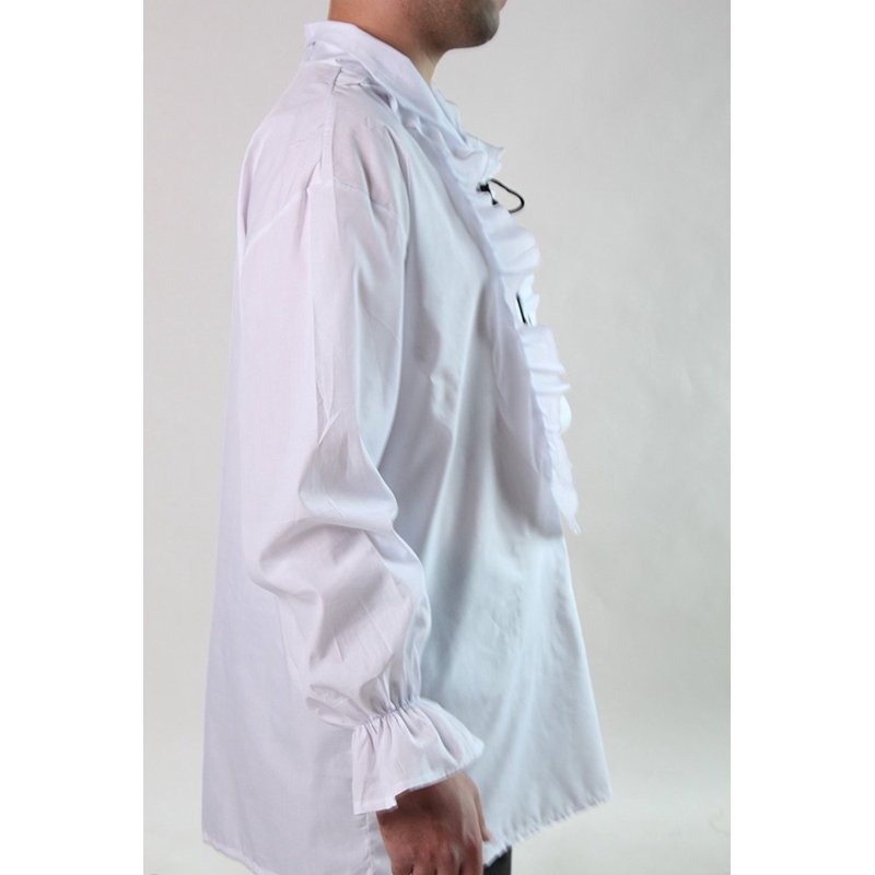 Men's Pirate Shirt with Ruffles & Lace-Up Front - White Costume Top