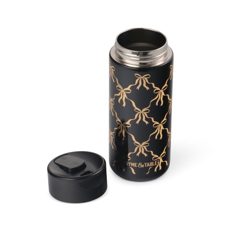 22 oz Stainless Steel Coffee Tumbler - Black Bows