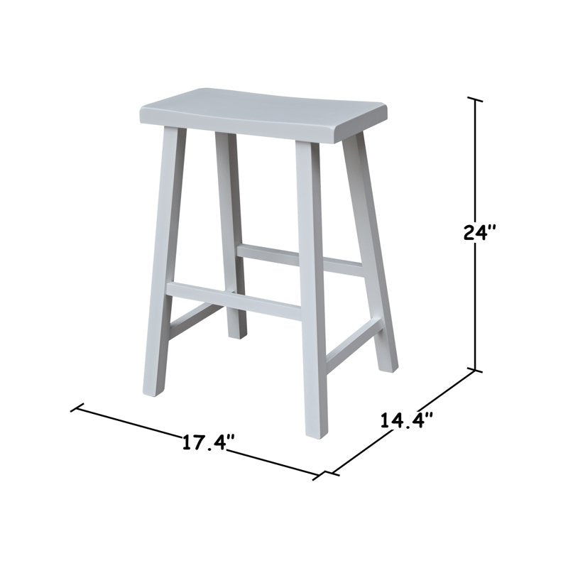 Counter Height Wood Stool - White, 24-Inch Saddle Seat