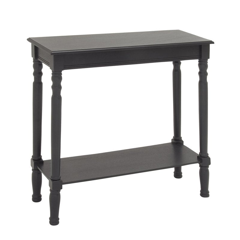 32" Black Wood Slim Console Table with Turned Legs