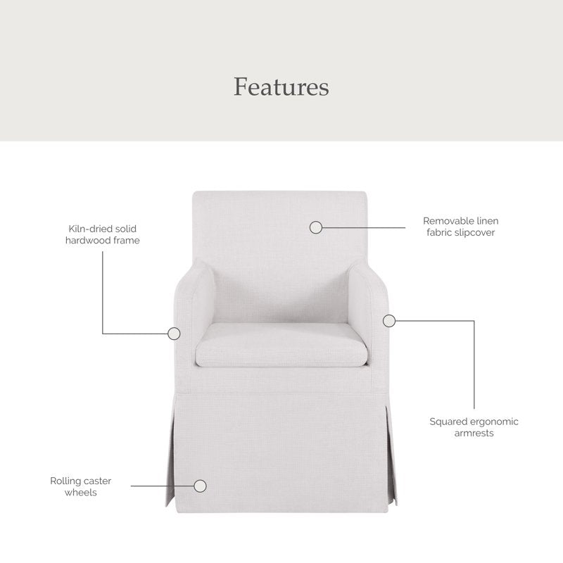 Wren Slipcover Dining Chairs with Casters - 2 Pack, Cream