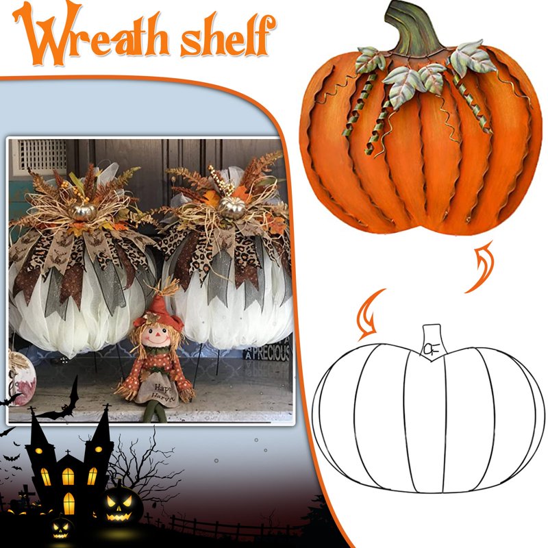 Large Pumpkin Wreath Form - Metal Wire Frame for Fall Halloween Thanksgiving DIY Decor - 4 Pieces