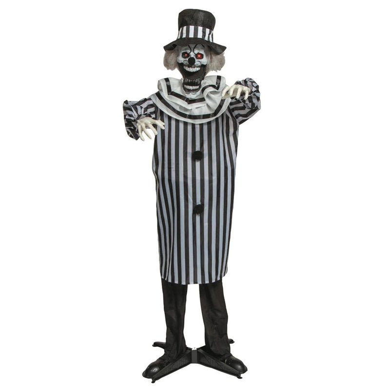 5 Ft. Animated Black & White Pop-Up Jaw Clown Halloween Decoration