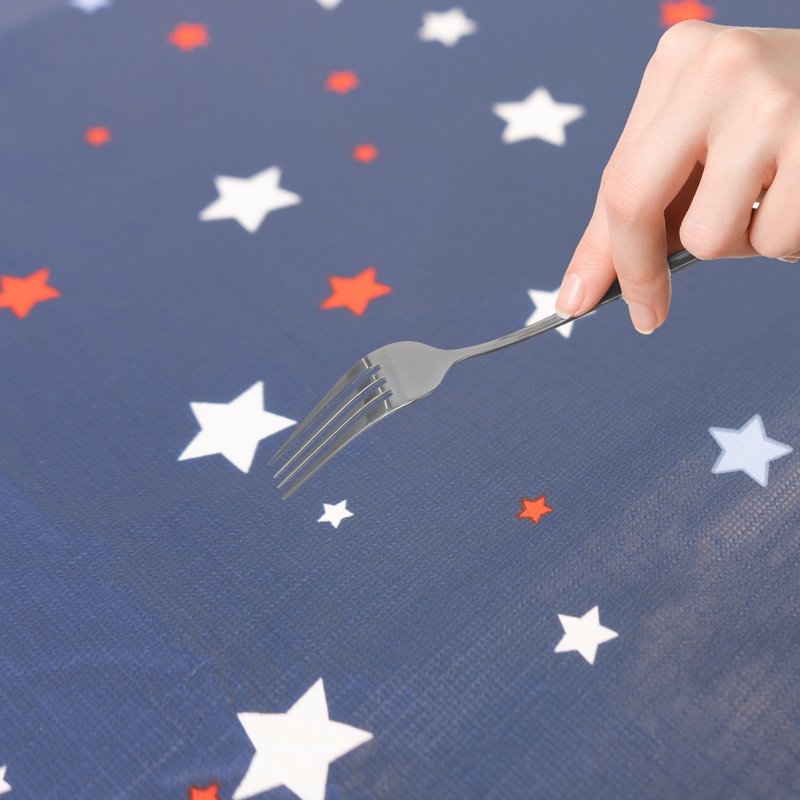 Elastic Fitted Vinyl Table Cover - Scattered Stars With Blue Base, 2 Pack