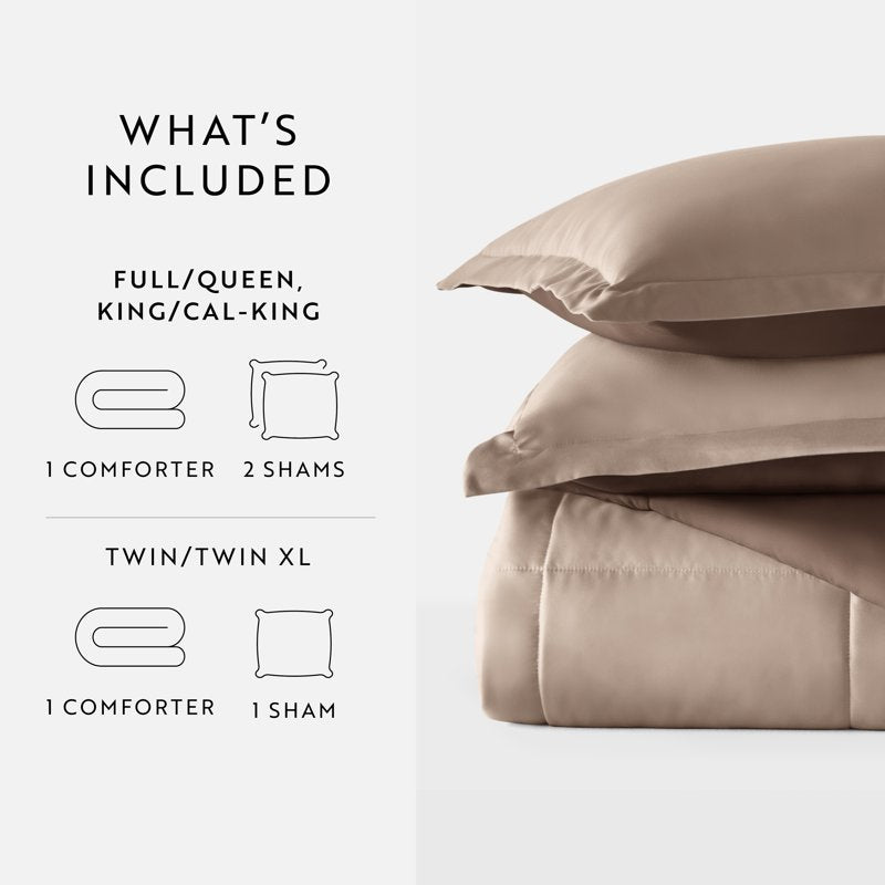 Reversible All-Season Lightweight Down Alternative Comforter Set - Twin/Twin XL, Taupe & Chocolate