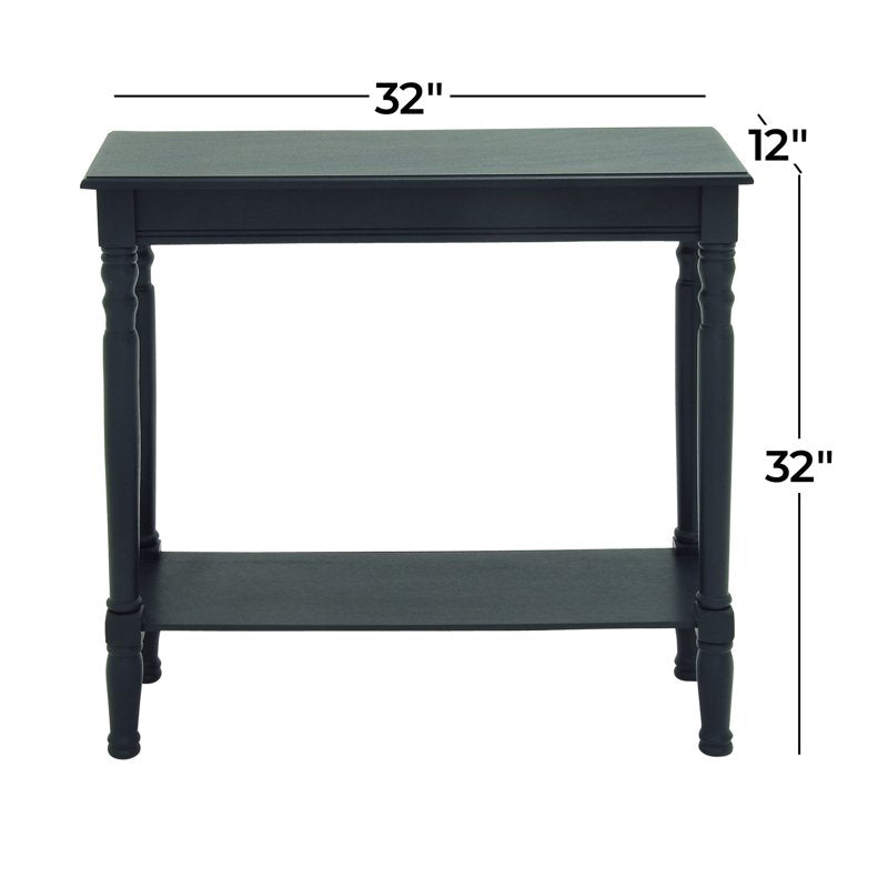 32" Black Wood Slim Console Table with Turned Legs