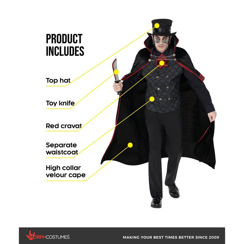 Morph Men's Jack the Ripper Costume - Medium Scary Halloween Outfit