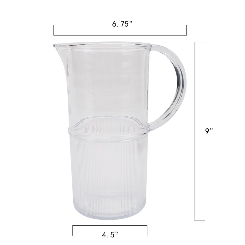 1.85-Quart Clear Ribbed Tritan Pitcher with Handle - Clear