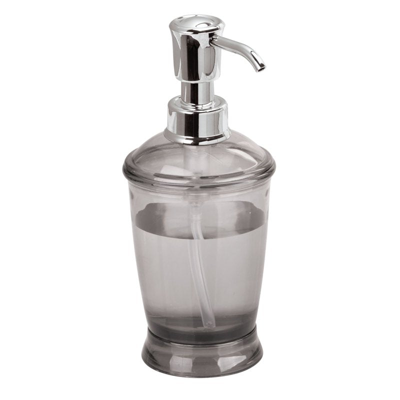InterDesign Franklin Soap Dispenser Pump - Smoke, 12oz Refillable Bathroom & Kitchen