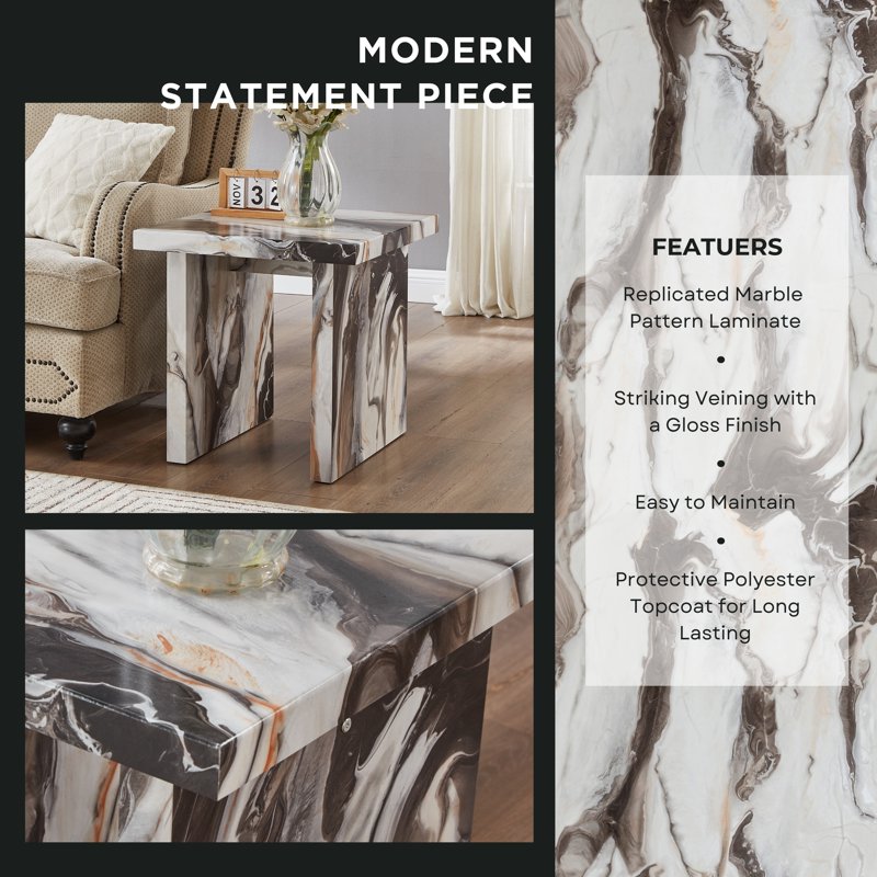 Modern Faux Marble End/Side Table for Living Room