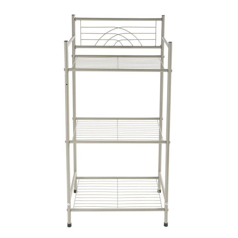 Satin Nickel 3-Tier Bathroom Storage Shelf - Freestanding Bathroom Organizer