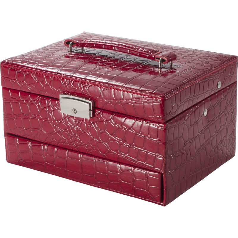 Jewelry Case with Velvet Compartments and Key Lock - Multiple Colors