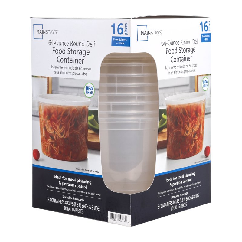 64 oz Plastic Deli Containers - 3 Pack, Leak-Resistant