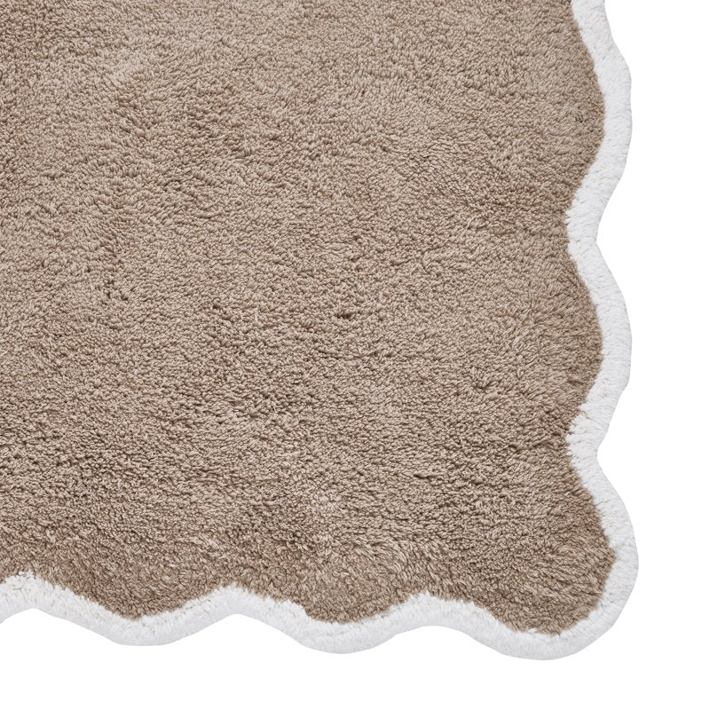 Cotton Bath Rug Taupe Whitney Scallop 20 x 32 Inches - My Texas House