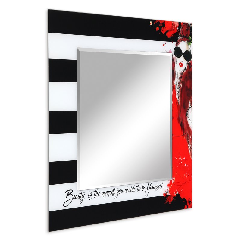 Fashion 24-Inch Square Beveled Wall Mirror with Tempered Art Glass - Variation of THIS listing