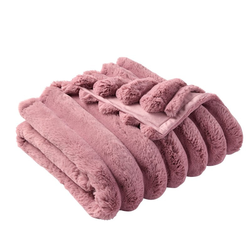 Violet Gem Channel Faux Fur Throw Blanket - Reversible Micromink Back, 50x72 Inches - Better Homes & Gardens