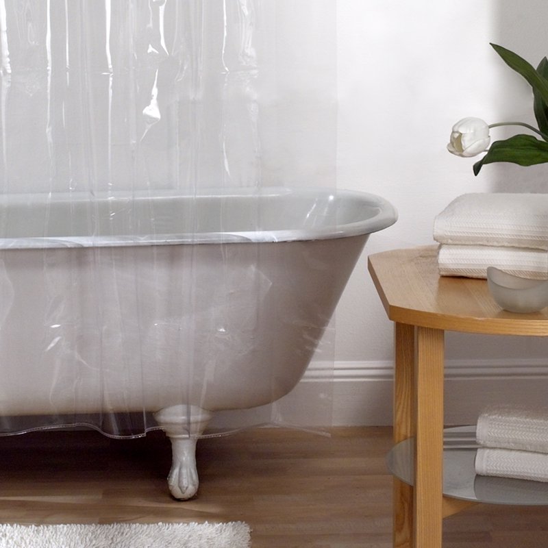 Heavyweight Clear Vinyl Shower Curtain Liner 72x72 Inches - Mildew Resistant, Reinforced Header, Rustproof Grommets - Single Variation
