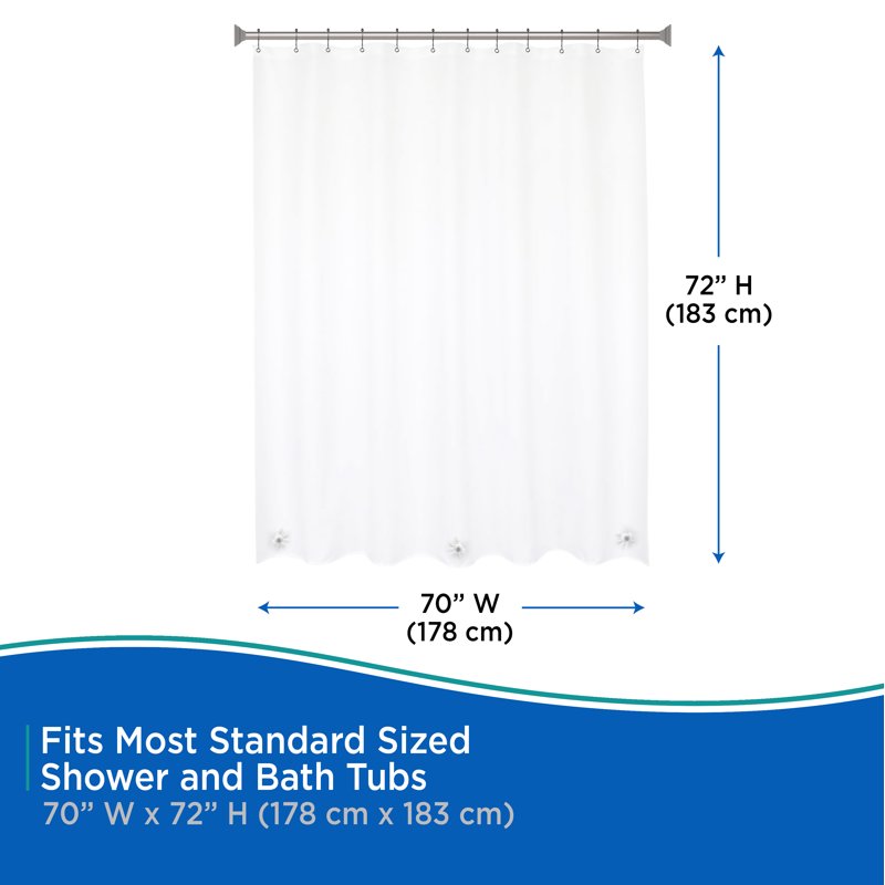 Heavyweight Clear PEVA Shower Curtain Liner - 70 x 72 Inches, Waterproof & Odorless, Rust-Resistant Grommets, Weighted Hem - Variation of Clear