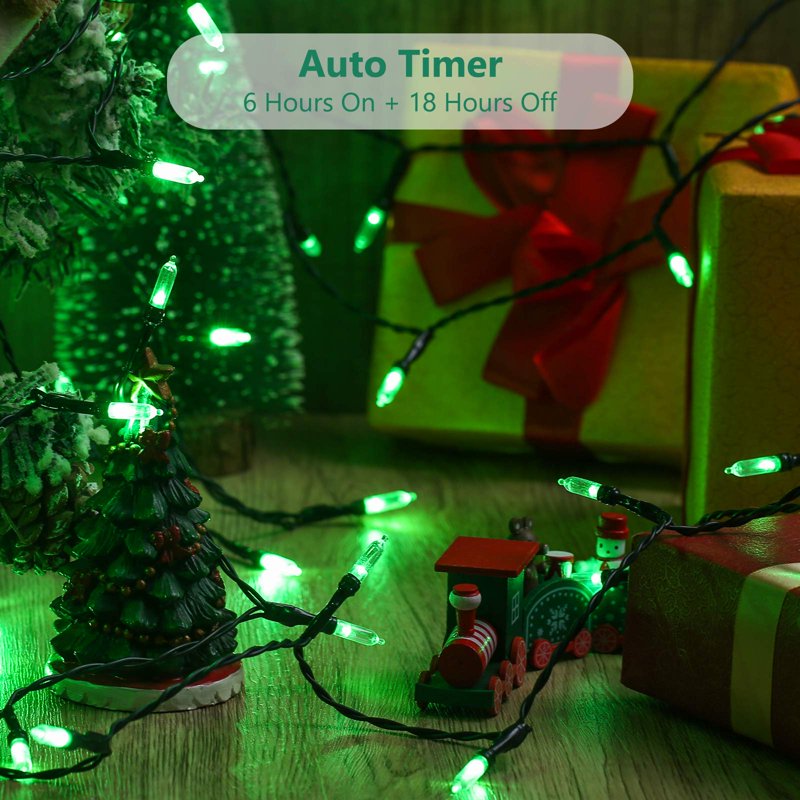 Halloween String Lights 33ft 100 LED Waterproof Green Battery-Powered Indoor Outdoor